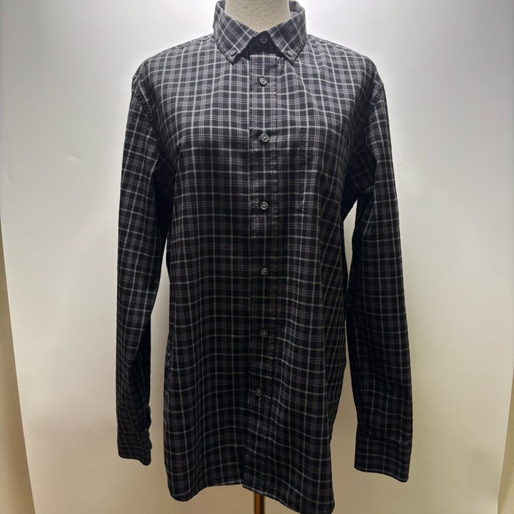 George Classic Fit Long Sleeve Button Down Men's Plaid Shirt Size M